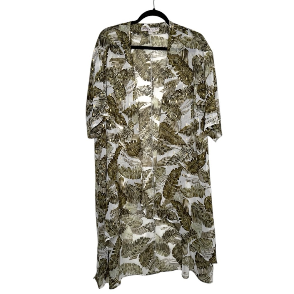 Gypsies & Moondust women S open sheer tropical print coverup cardigan duster